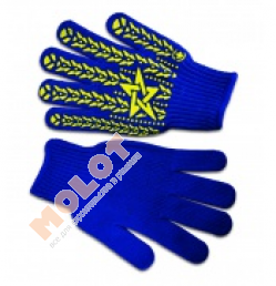 Перчатки ПВХ плетеные синие c вкраплением «Звезда», L (16-030)